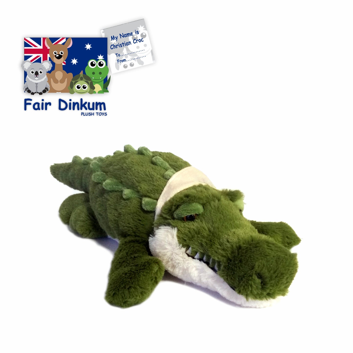 Christian Green Croc Plush Toy Crocodile Australia - 75cm - fair-dinkum-gifts