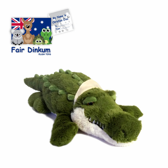 Christian Green Croc Plush Toy Crocodile Australia - 75cm - fair-dinkum-gifts