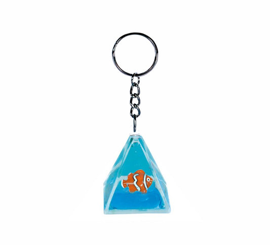 Oily Pyramid Key Ring Aussie Gifts Coloured Liquid Floater Keyrings Clownfish Snowman - fair-dinkum-gifts