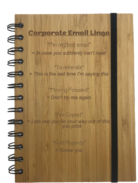 Corporate Email Lingo Eco Friendly Bamboo Notebook