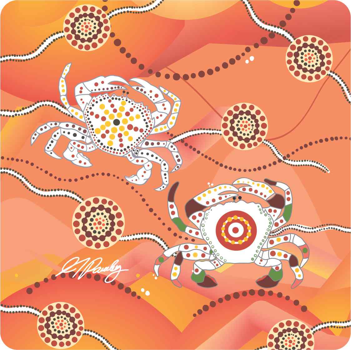 Aboriginal Ceramic Coasters - Set of 4