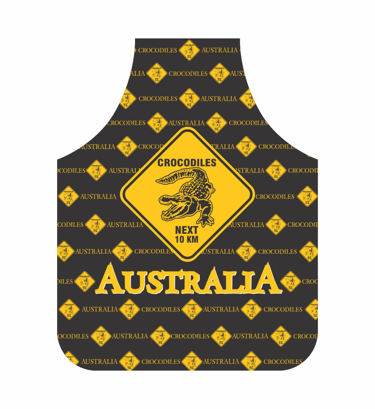 *CLEARANCE* Crocodile Apron Australia Black And Yellow Road Sign Design - fair-dinkum-gifts