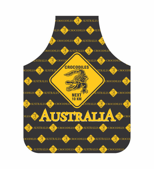 *CLEARANCE* Crocodile Apron Australia Black And Yellow Road Sign Design - fair-dinkum-gifts