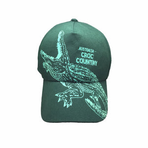Glow Croc Country Australia Glow in The Dark Cap Green Australian Design Crocodiles - fair-dinkum-gifts