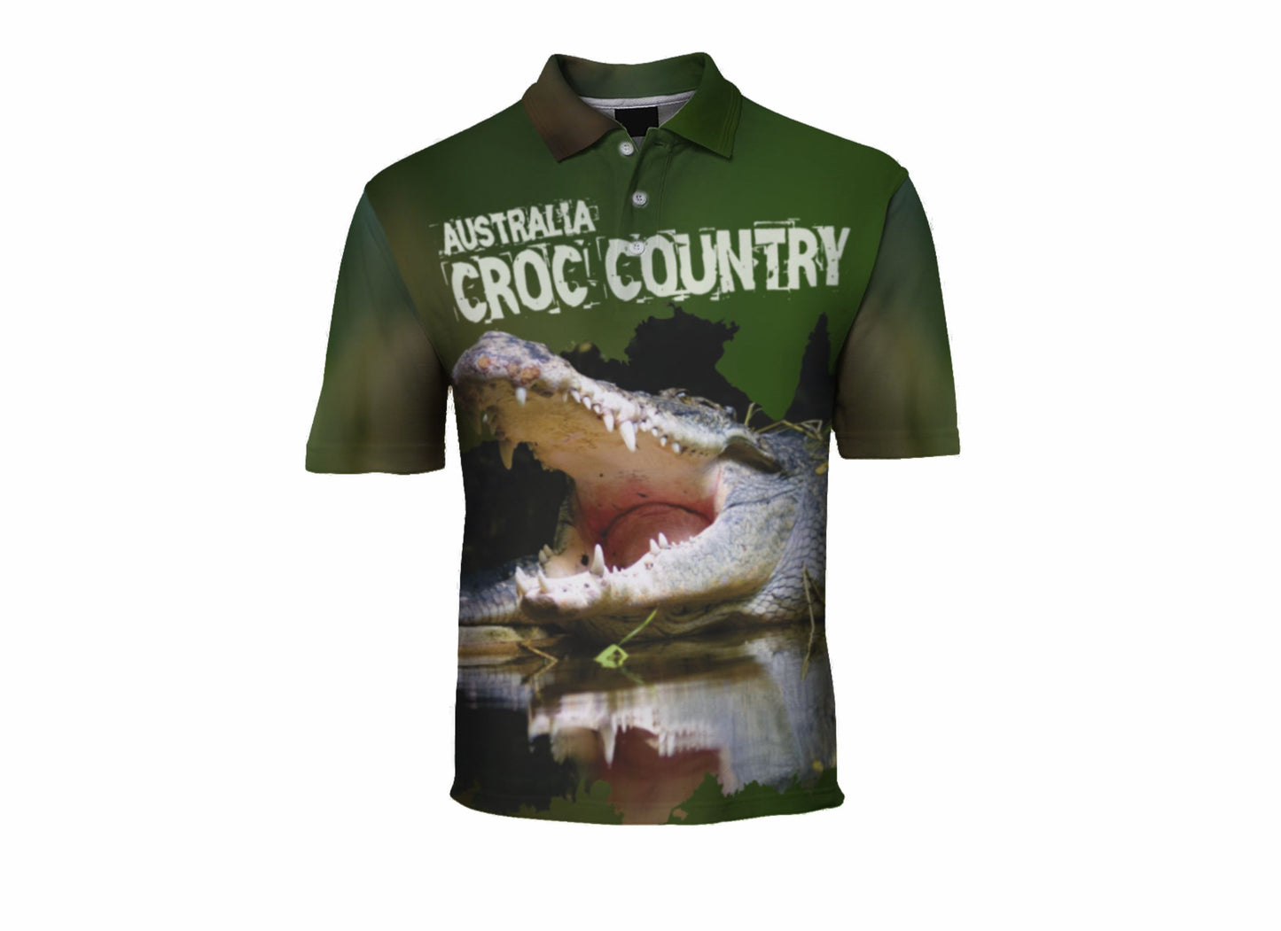 Croc Country Sublimated Polo Shirt Australia Crocodiles Aussie Great Outdoors Outback - fair-dinkum-gifts