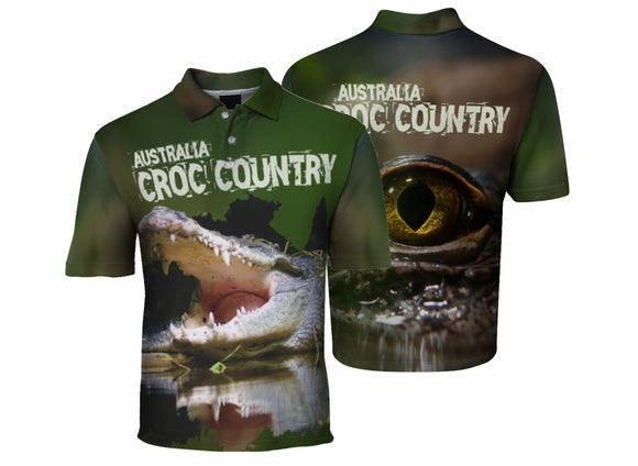 Croc Country Sublimated Polo Shirt Australia Crocodiles Aussie Great Outdoors Outback - fair-dinkum-gifts