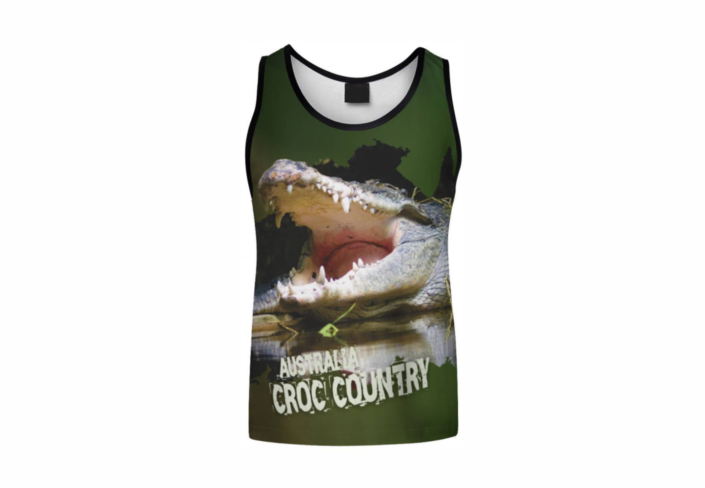 Croc Country Sublimated Singlet Australia Crocodiles Aussie Great Outdoors Outback - fair-dinkum-gifts