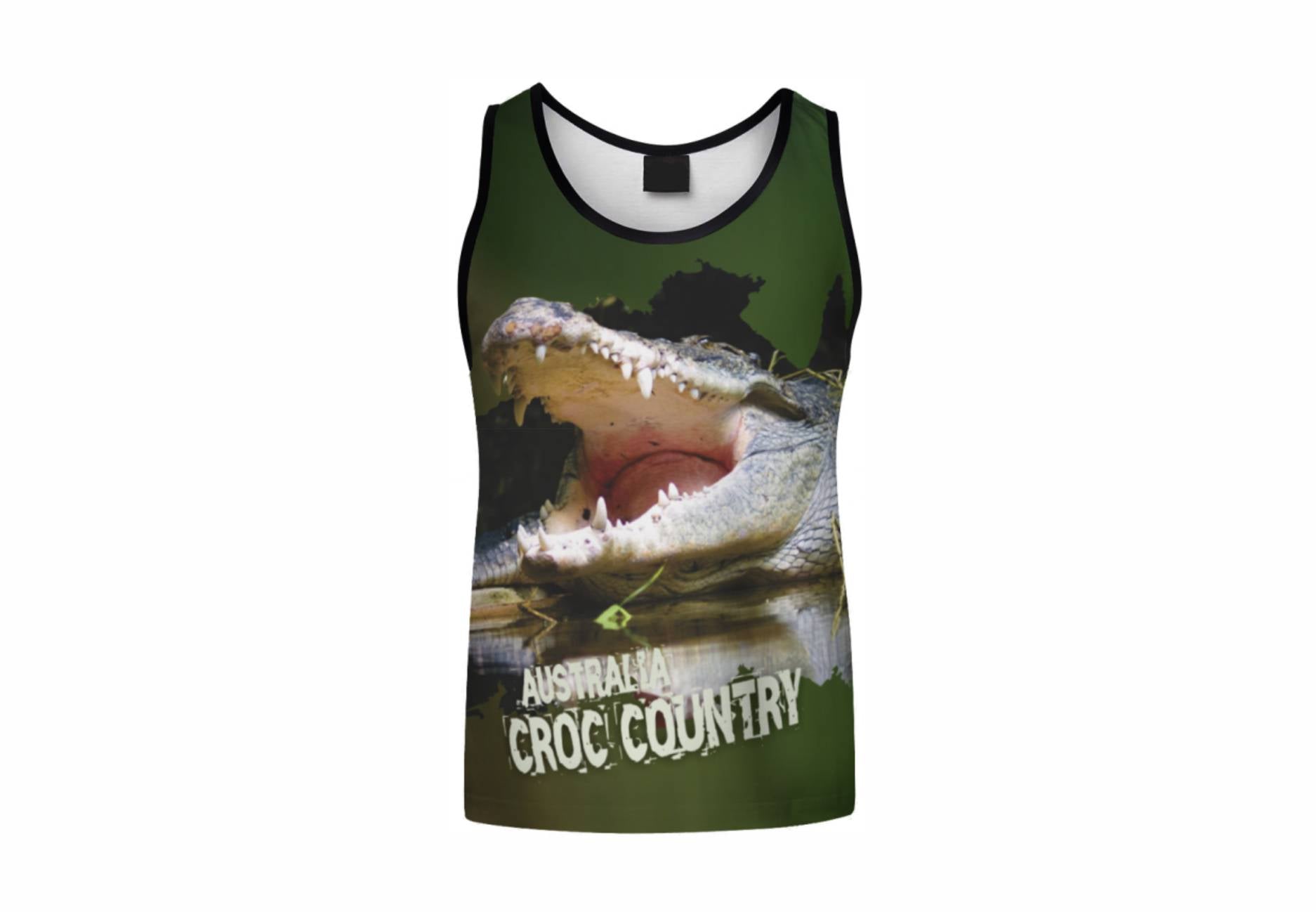 Croc Country Sublimated Singlet Australia Crocodiles Aussie Great Outdoors Outback - fair-dinkum-gifts