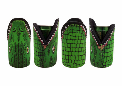 Croc Stubby Holder Pack of 4 Crocodile Drink Cooler Can Holder Neoprene Aussie Green - fair-dinkum-gifts