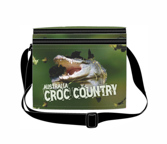 Croc Country Cooler Bag with Zip Pocket & Strap Crocodile Aussie Products Drink Holders - fair-dinkum-gifts