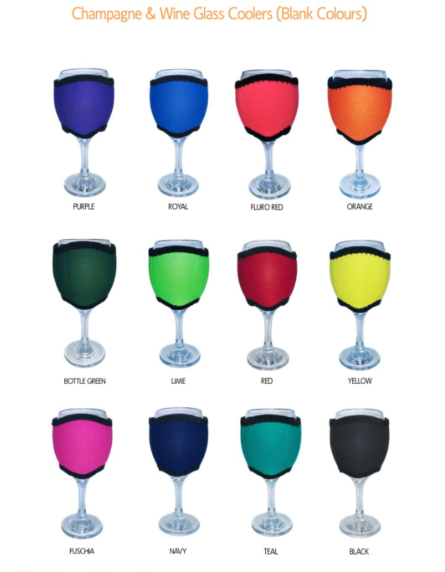 Wine Glass Cooler Pack of 4 Drink Holder Neoprene Choose Your Designs Or Colours - fair-dinkum-gifts