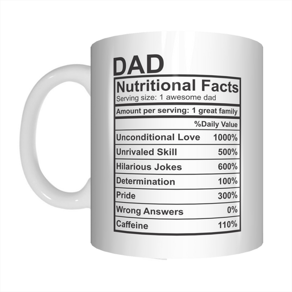 Dad Nutritional Facts One Awesome Dad Coffee Mug Gift For Father's Day FDG07-92-26038 - fair-dinkum-gifts