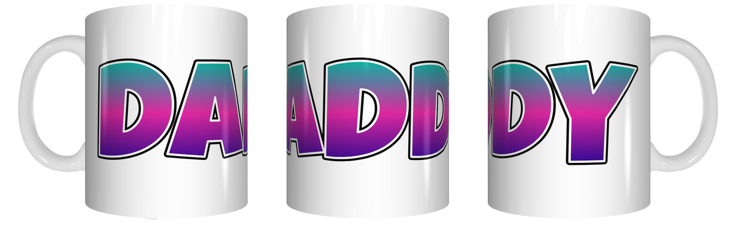 Daddy Colourful Wraparound Coffee Mug Gift Father's Day FDG07-92-26054 - fair-dinkum-gifts