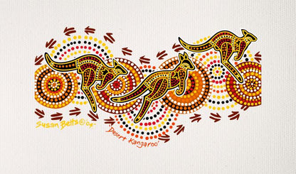 Bulurru Aboriginal Art Canvas Print Unstretched - Desert Kangaroo Tracks By Susan Betts