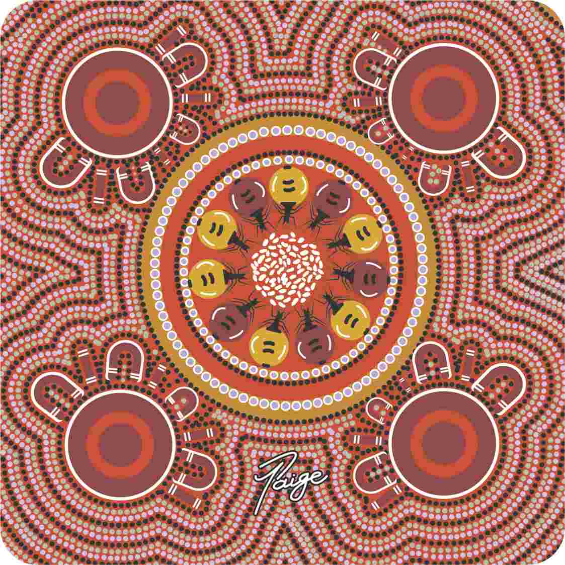Aboriginal Ceramic Coasters - Set of 4
