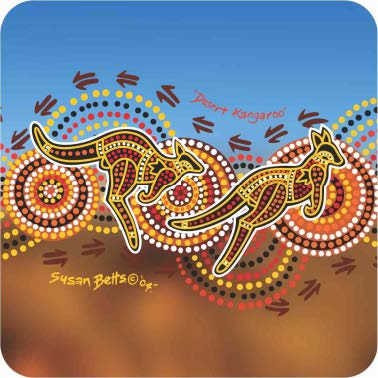 Cork Square Coaster Set with Aboriginal Designs