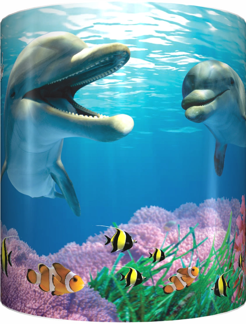 DOLPHIN CALF AND CORAL Mug Cup 300ml Gift Aussie Australia Fish Great Barrier Reef Dolphins - fair-dinkum-gifts