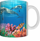 DOLPHIN CALF AND CORAL Mug Cup 300ml Gift Aussie Australia Fish Great Barrier Reef Dolphins - fair-dinkum-gifts