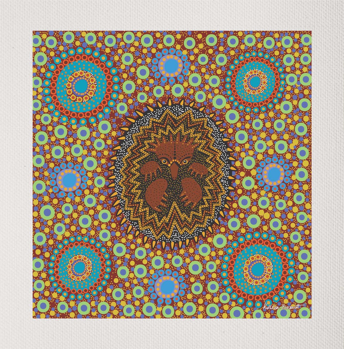 Bulurru Aboriginal Art Canvas Print Unstretched - Echidna By Kathleen Buzzacott