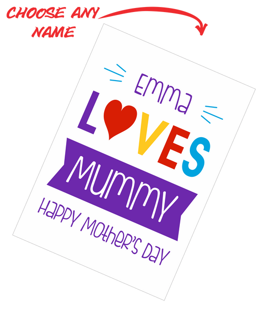 Personalised Mother's Day Teatowel - Insert Name Loves Mummy Happy Mother's Day FDG03-03-20001 - fair-dinkum-gifts