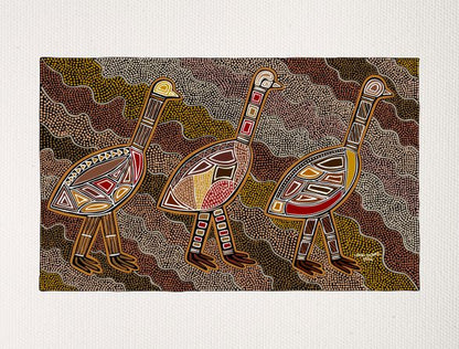 Bulurru Aboriginal Art Canvas Print Unstretched - Emu Dreaming By Lorni Hyland
