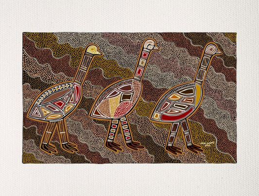 Bulurru Aboriginal Art Canvas Print Unstretched - Emu Dreaming By Lorni Hyland