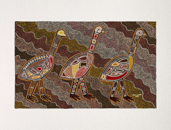 Bulurru Aboriginal Art Canvas Print Unstretched - Emu Dreaming By Lorni Hyland