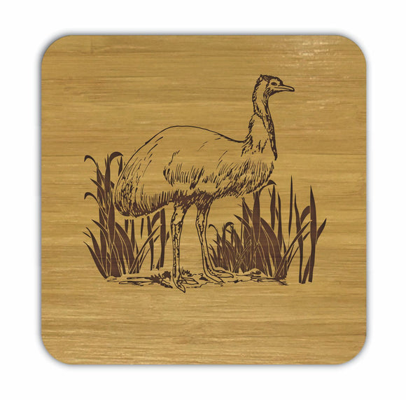 EMU Bamboo Coasters Eco Friendly Set Of 4 Drink Coasters in Box - fair-dinkum-gifts