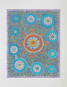 Bulurru Aboriginal Art Canvas Print Unstretched - Family Picnic After the Rain By Kathleen Buzzacott