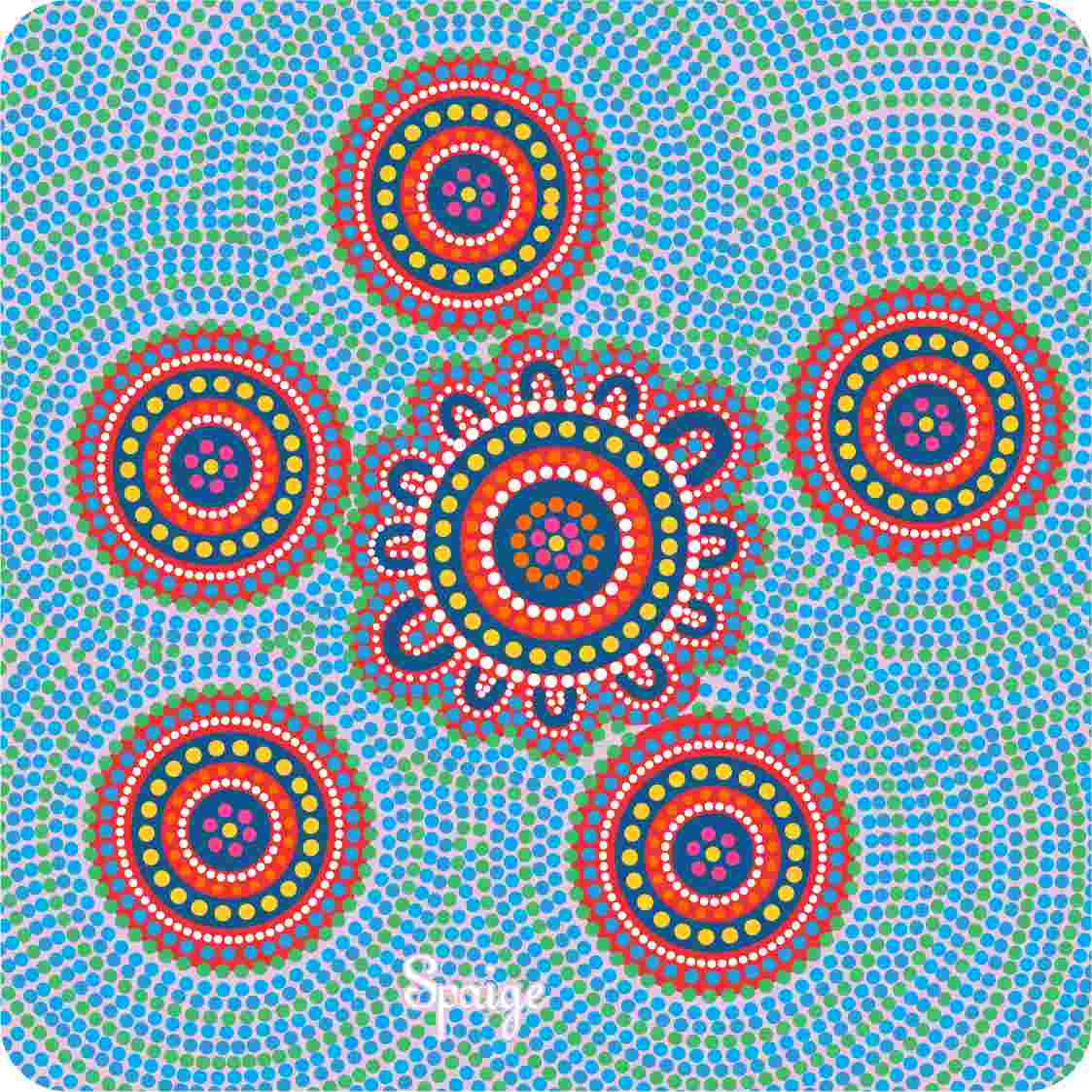 Aboriginal Ceramic Coasters - Set of 4