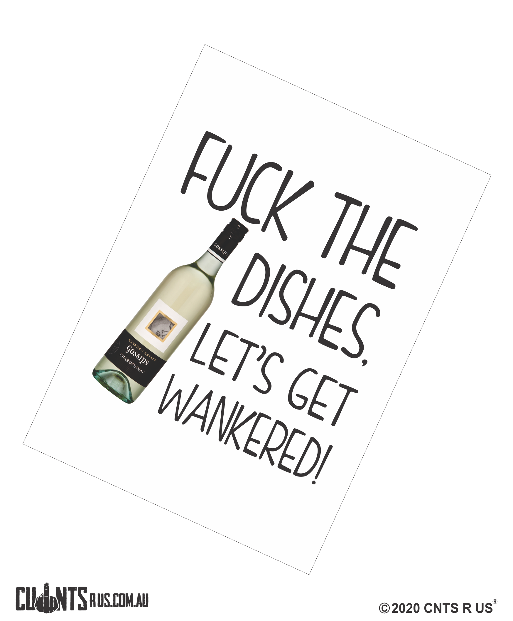 Fuck The Dishes Let's Get Wankered Cotton Teatowel CRU03-03-14006 - Fair Dinkum Gifts