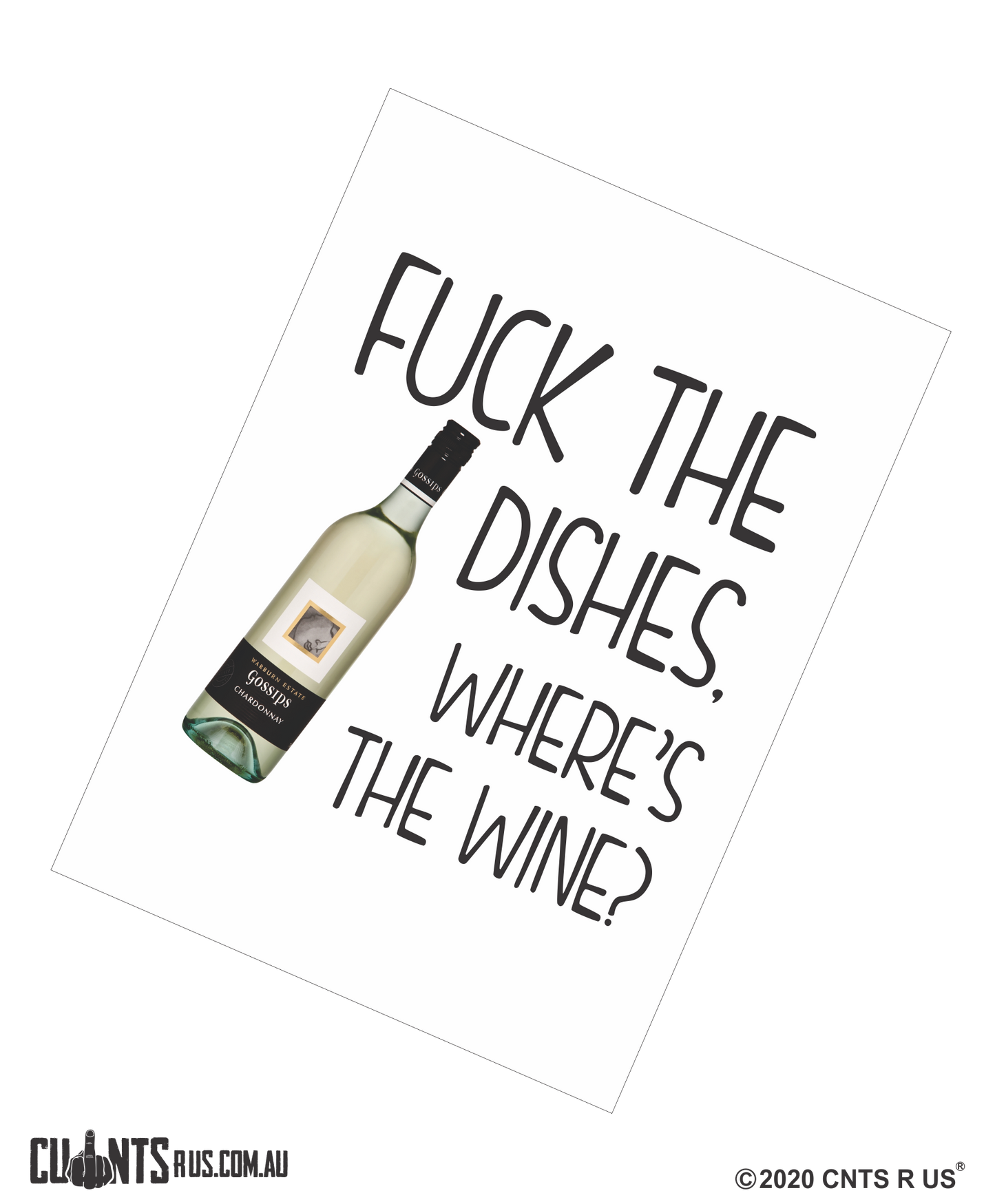 Fuck The Dishes Where's The Wine Cotton Teatowel CRU03-03-14007 - Fair Dinkum Gifts