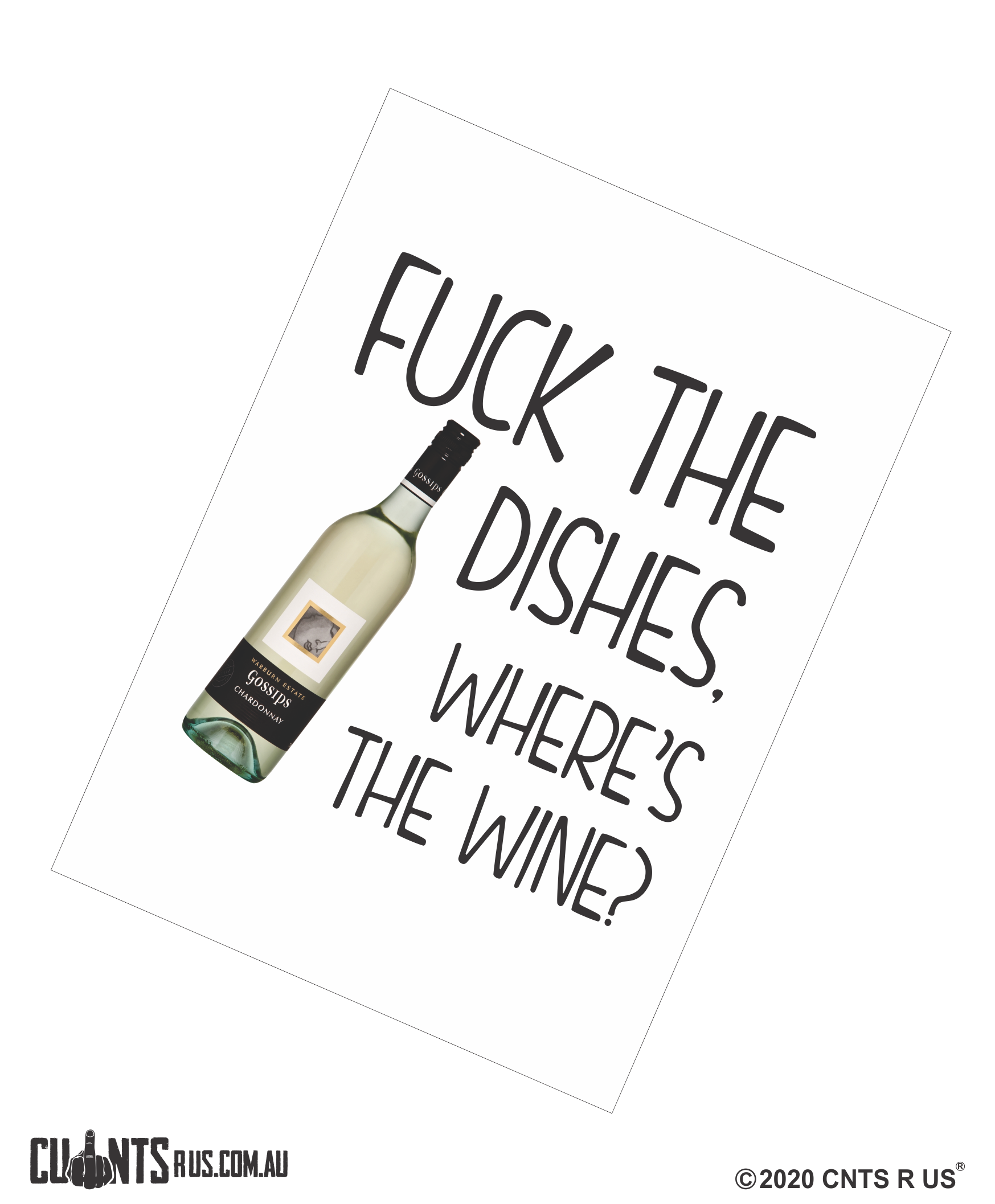 Fuck The Dishes Where's The Wine Cotton Teatowel CRU03-03-14007 - Fair Dinkum Gifts