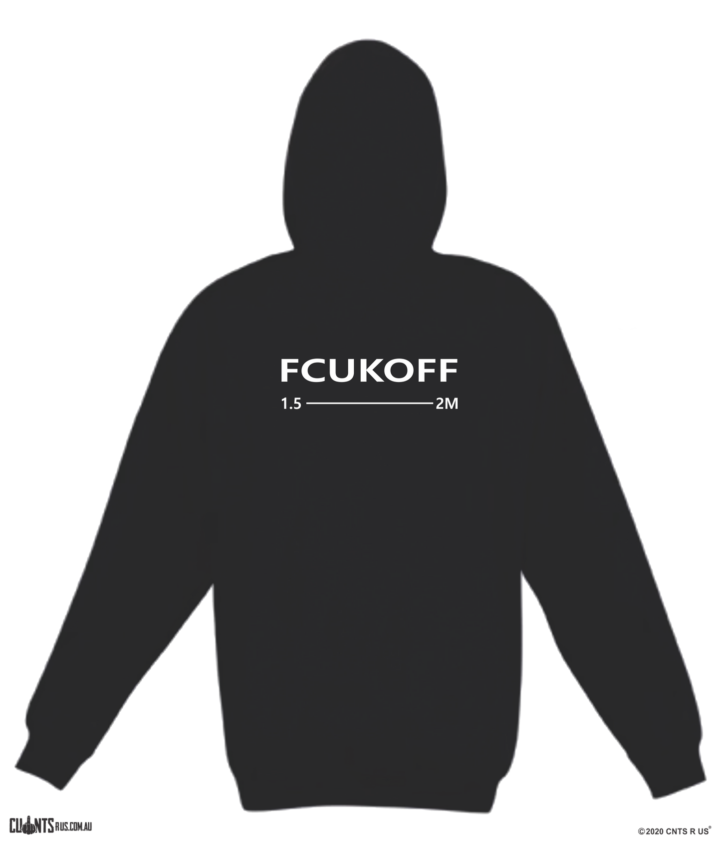 FCUKOFF 1.5 Metres Social Distancing Black Hoodie Jumper CRU01-TP212H-30000 - fair-dinkum-gifts