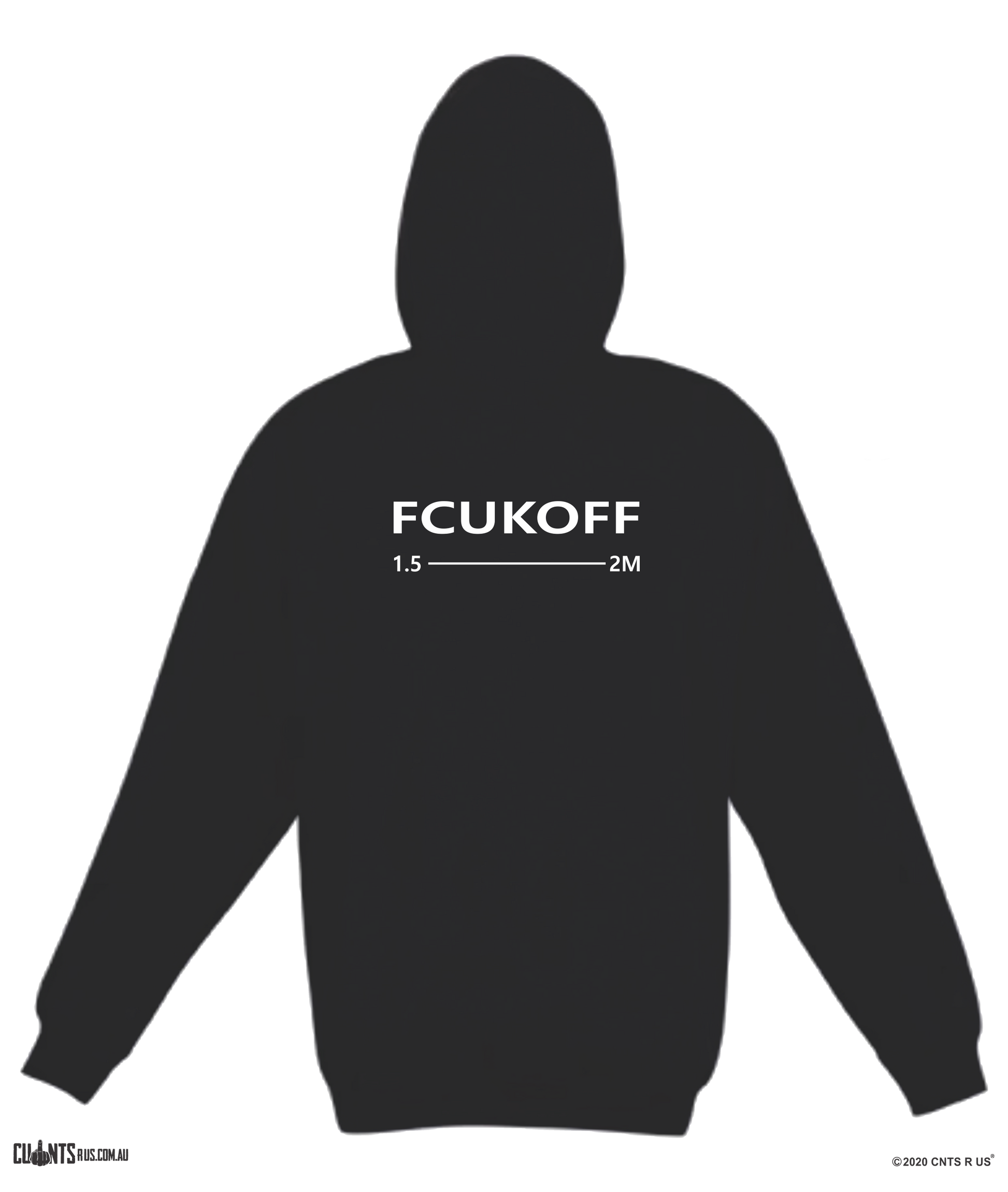 FCUKOFF 1.5 Metres Social Distancing Black Hoodie Jumper CRU01-TP212H-30000 - fair-dinkum-gifts