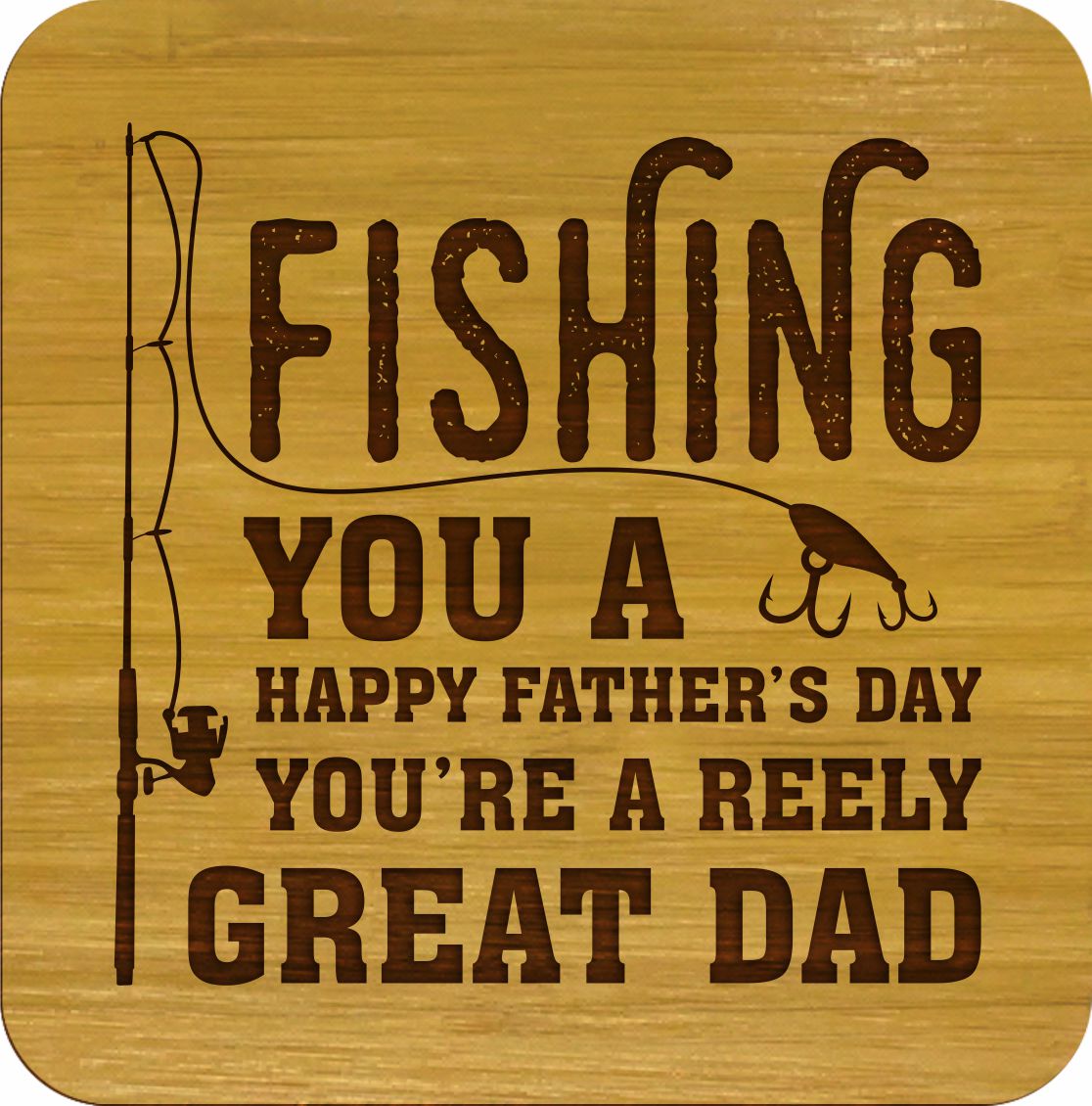 HAPPY FATHERS DAY Bamboo Coasters Set of 4 in box ECO Friendly GIFTS FOR DADS - fair-dinkum-gifts