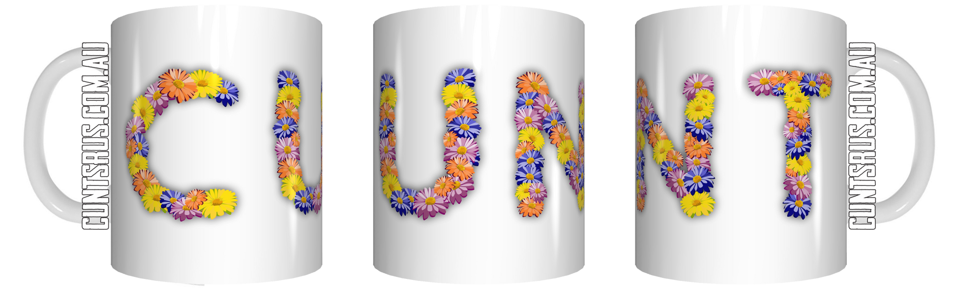 Flowery C U N T Mug Mothers Day Gift Colourful Wraparound Present Novelty Funny Rude Floral Flowers Theme CRU07-92-8192 - fair-dinkum-gifts