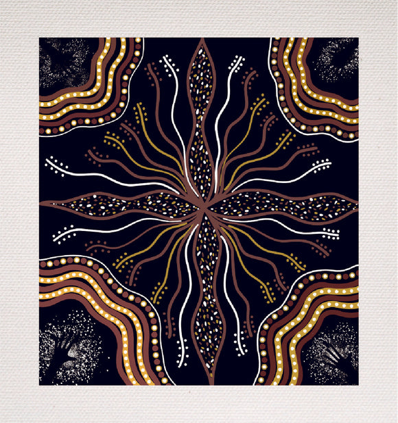 Bulurru Aboriginal Art Canvas Print Unstretched - Garraway (Star) By Louis Enoch