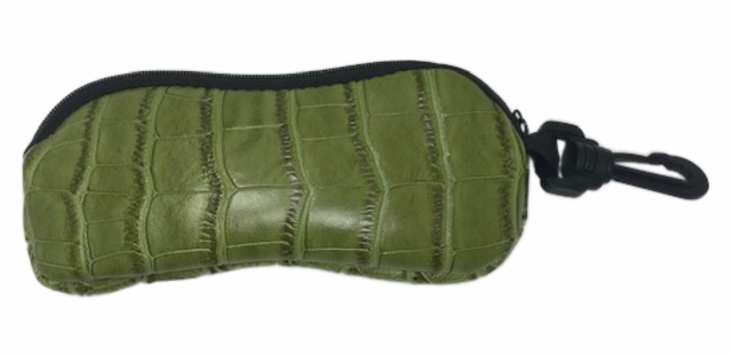 Croc Skin Glasses Case Neoprene w/Belt Clip Mens Womens Unisex Crocodile - Black Red Brown Green - fair-dinkum-gifts