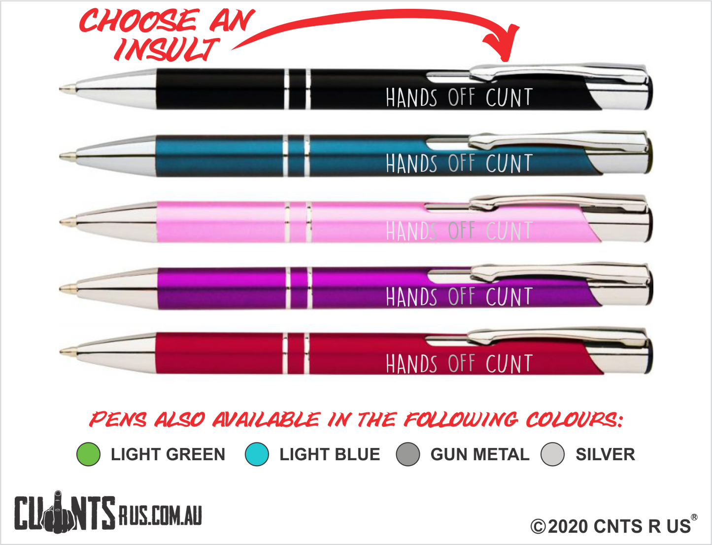 Hands Off Cunt Metal Laser Engraved Pens - CRU10-PG14-13001