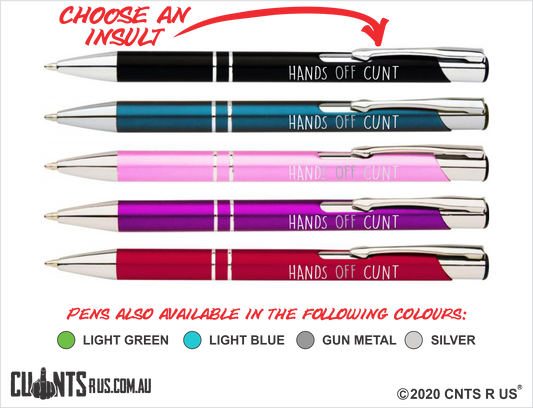 Hands Off Cunt Metal Laser Engraved Pens - CRU10-PG14-13001