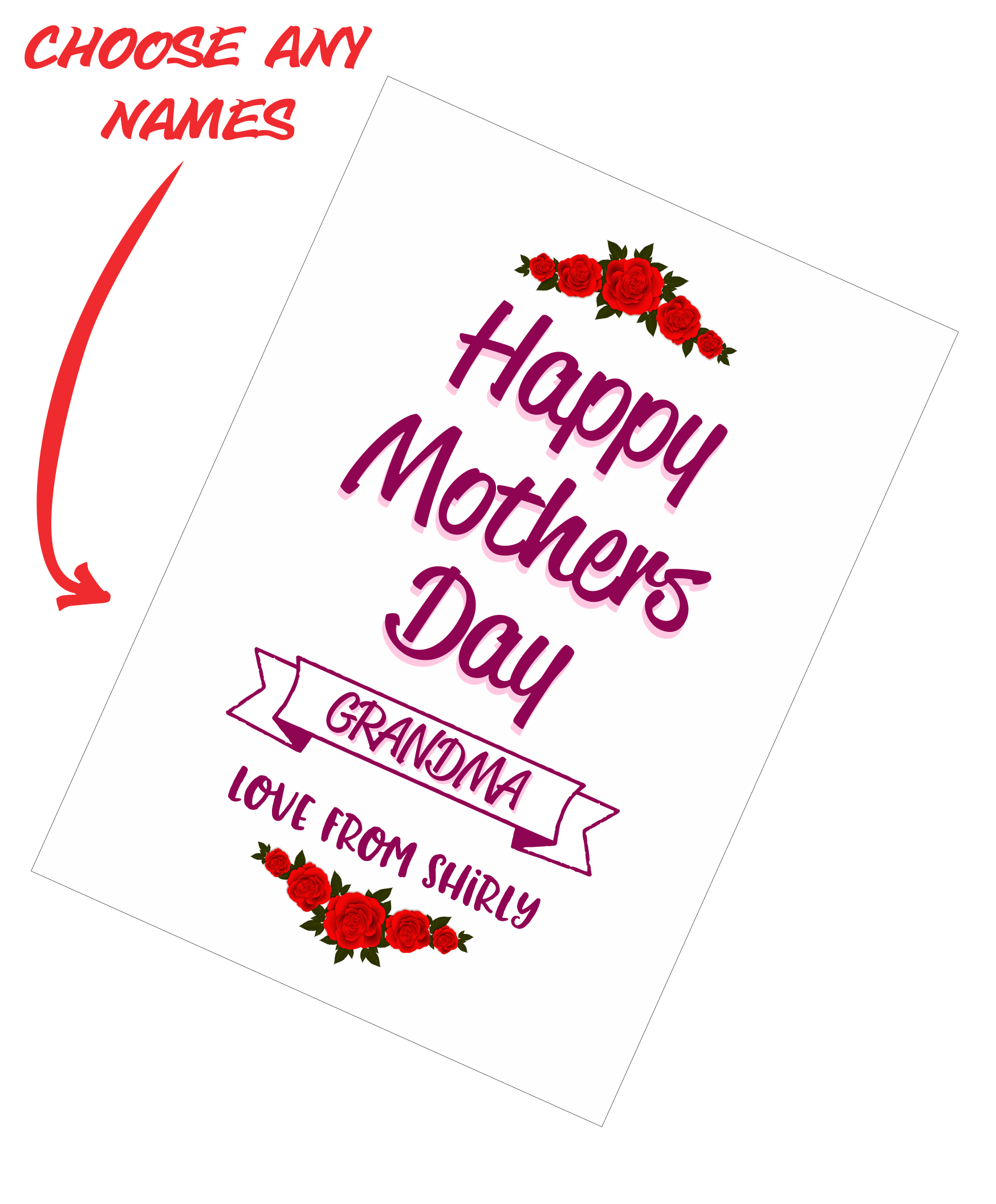 Personalised Mother's Day Teatowel - Happy Mother's Day Grandma Insert Name Roses FDG03-03-20002 - fair-dinkum-gifts