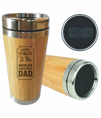 Fathers Day Travel Mug Happy Fathers Day The World's Greatest Dad Coffee Flask - fair-dinkum-gifts