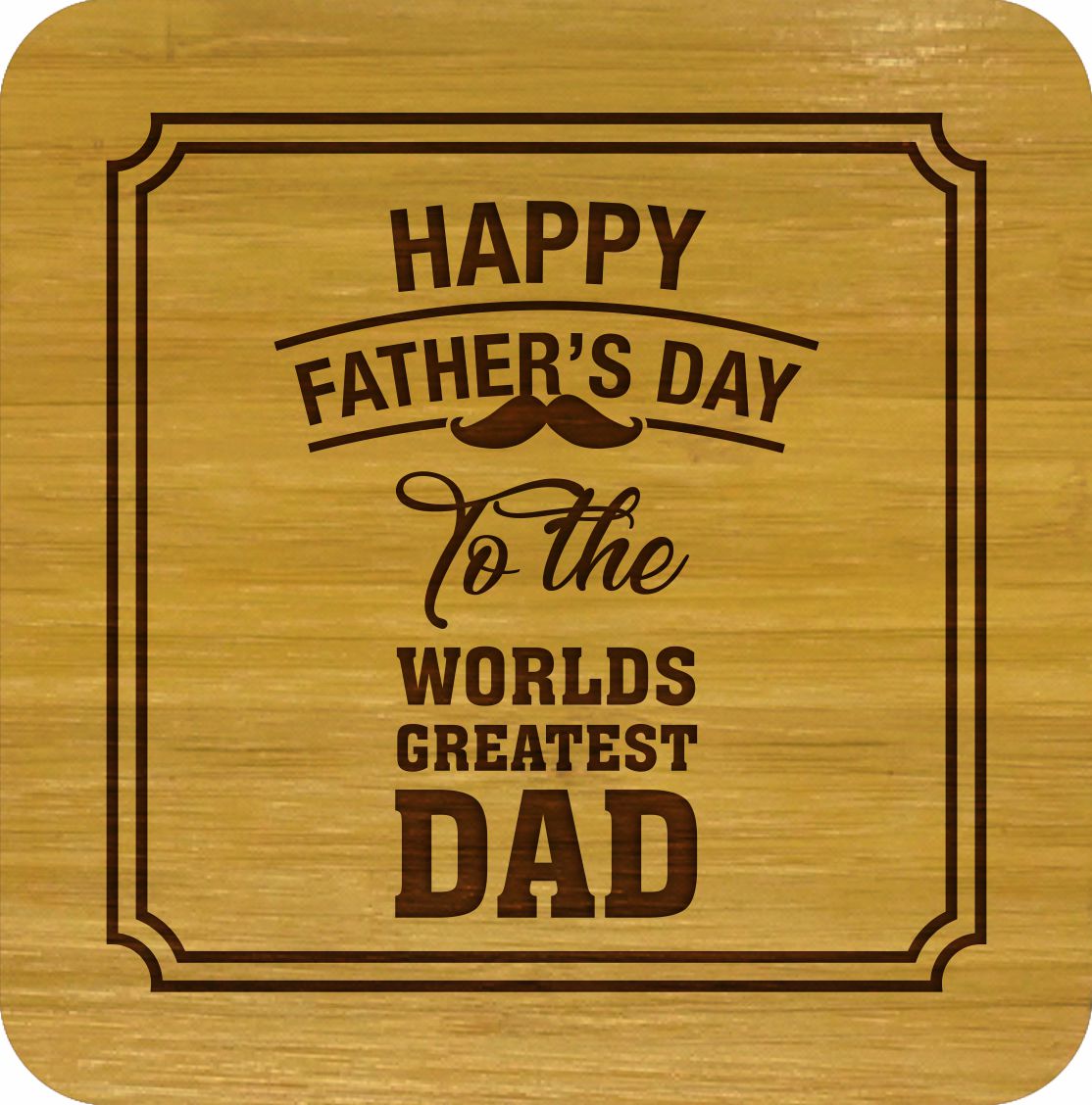 HAPPY FATHERS DAY Bamboo Coasters Set of 4 in box ECO Friendly GIFTS FOR DADS - fair-dinkum-gifts