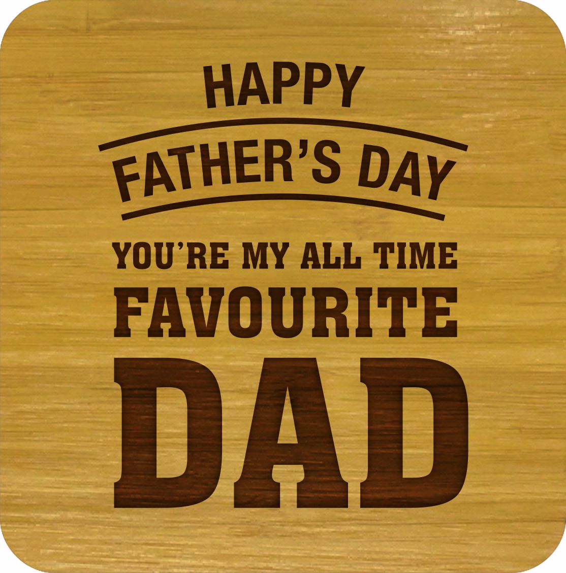 HAPPY FATHERS DAY Bamboo Coasters Set of 4 in box ECO Friendly GIFTS FOR DADS - fair-dinkum-gifts