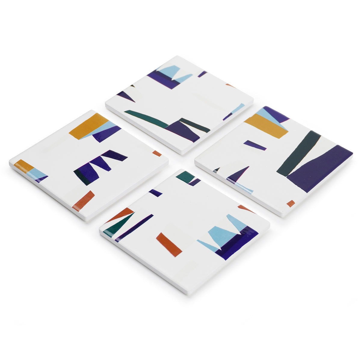 Ceramic Coasters Abstract Artistic Shapes | Set of 4