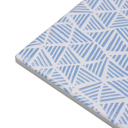 Ceramic Coasters Hand Drawn Triangles Blue