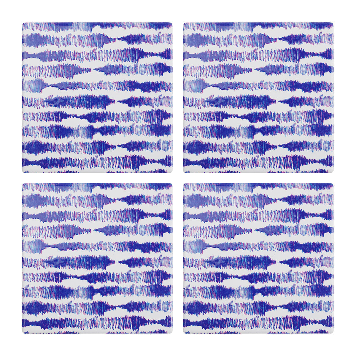 Ceramic Coasters Hand Drawn Thick Lines Blue