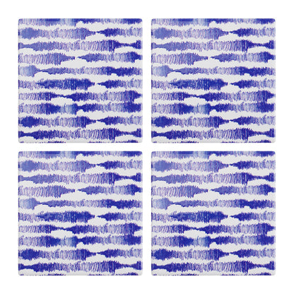 Ceramic Coasters Hand Drawn Thick Lines Blue