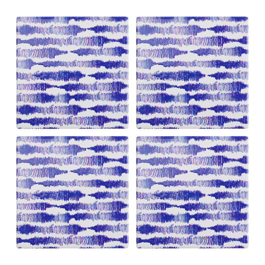 Ceramic Coasters Hand Drawn Thick Lines Blue